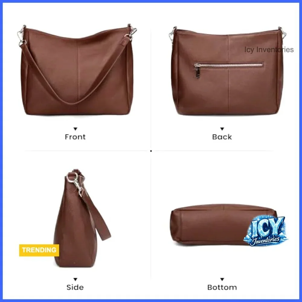 Genuine Leather Hobo Bag with Adjustable Crossbody Strap
